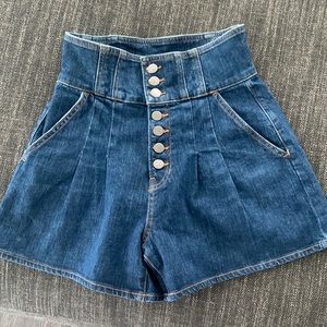 Veronica Beard button high waisted jean denim short bottoms